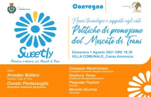 Invito convegno Politiche di promozione sul Moscato diTrani, 1 agosto, Cassa Armonica Villa Comunale, ore 18,30