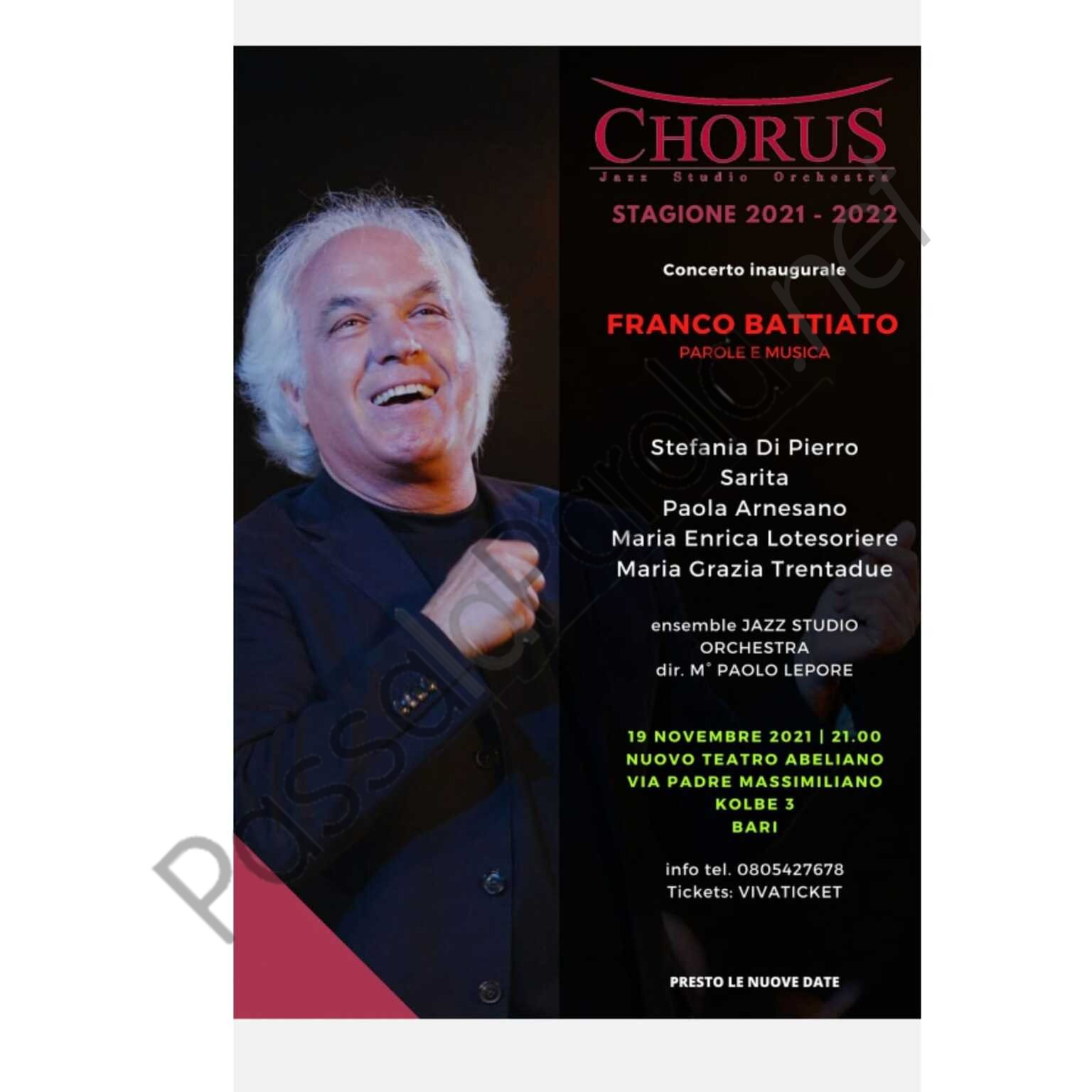 “CONCERTO CHORUS JAZZ STUDIO ORCHESTRA, 19 NOVEMBRE 2021 TEATRO