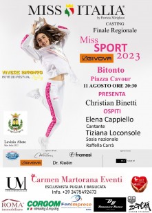 A Bitonto sarà eletta Miss Sport Givova Puglia